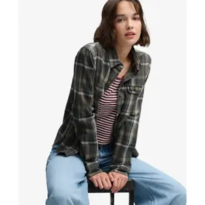 Women's Long Sleeve Checked Flannel Shirt Superdry image-1