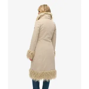 Long Afghan Coat with Faux Fur Lining for Women Superdry image-3