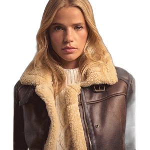 Kurze Damen-Fliegerjacke aus Kunstschaffell Superdry image-1