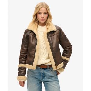 Kurze Damen-Fliegerjacke aus Kunstschaffell Superdry image-2