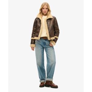 Kurze Damen-Fliegerjacke aus Kunstschaffell Superdry image-4