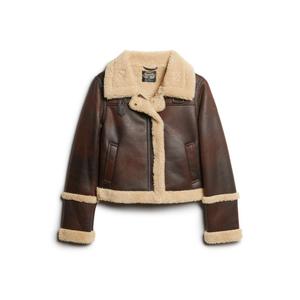 Kurze Damen-Fliegerjacke aus Kunstschaffell Superdry image-5