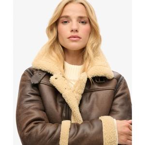 Kurze Damen-Fliegerjacke aus Kunstschaffell Superdry image-6