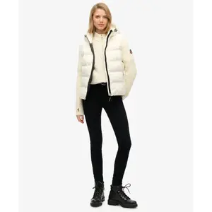 Hooded puffer jacket with knitted sleeves for women Superdry image-2