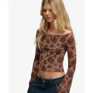 T-shirt maniche lunghe in maglia felpata donna Superdry image-1