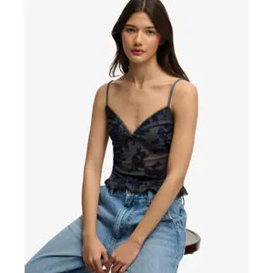 Débardeur caraco en mesh floqué femme Superdry image-2