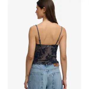 Débardeur caraco en mesh floqué femme Superdry image-3