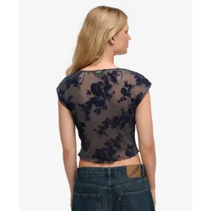 T-shirt in mesh con stampa donna Superdry image-4