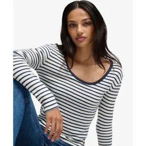 Dames-T-shirt met lange mouwen Superdry Athletic Essentials stripe image-1