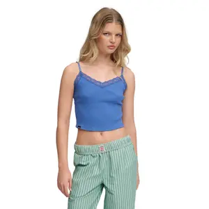 Lace Trim Cropped Vest Women Superdry Essentiel image-1