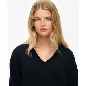 Striped oversized V-neck jumper for women Superdry image-4