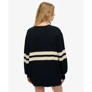 Striped oversized V-neck jumper for women Superdry image-3