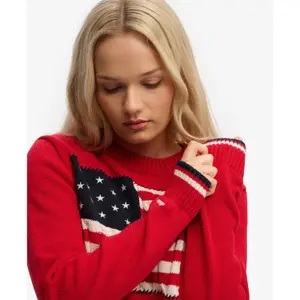 Women's round neck sweater with Americana flag Superdry Athletic Essentials image-3