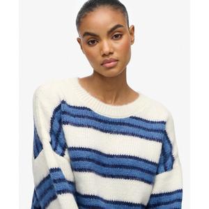 Gestreept geborsteld casual trui voor dames Superdry image-3