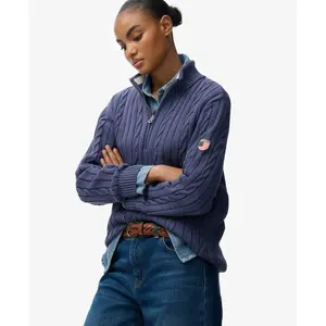 Damen lässiger Strickpullover mit halbem Reißverschluss Superdry image-3