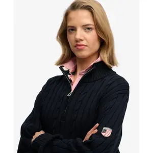 Damen lässiger Strickpullover mit halbem Reißverschluss Superdry image-5