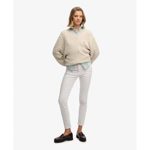 Oversized V-neck cable knit jumper for women Superdry image-2