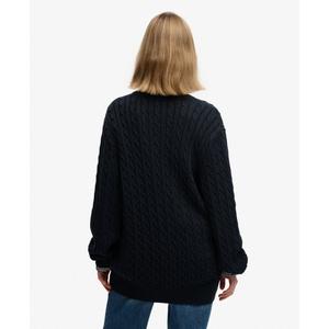 Oversized V-neck cable knit jumper for women Superdry image-4
