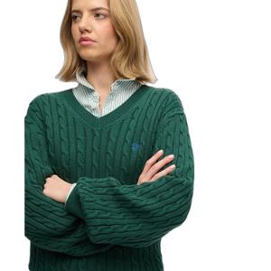 Oversized V-neck cable knit jumper for women Superdry image-1