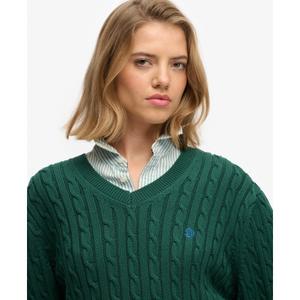 Oversized V-neck cable knit jumper for women Superdry image-3