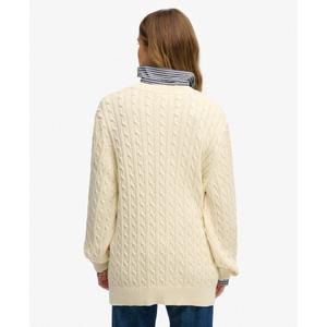 Oversized V-neck cable knit jumper for women Superdry image-4