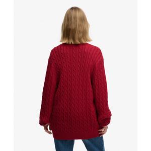 Oversized V-neck cable knit jumper for women Superdry image-4