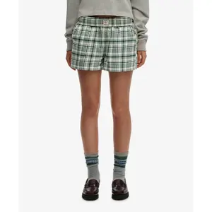 Katoenen geruite elastische short voor vrouwen Superdry image-1