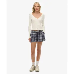 Katoenen geruite elastische short voor vrouwen Superdry image-1