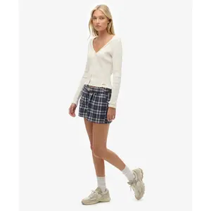 Katoenen geruite elastische short voor vrouwen Superdry image-5