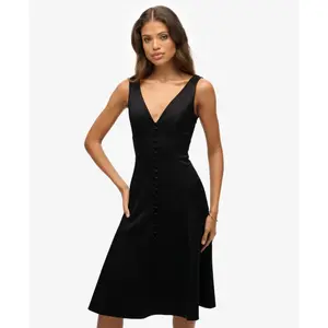 Midiklänning i satin med V-ringning för kvinnor Superdry image-2