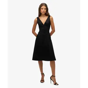 Midiklänning i satin med V-ringning för kvinnor Superdry image-1