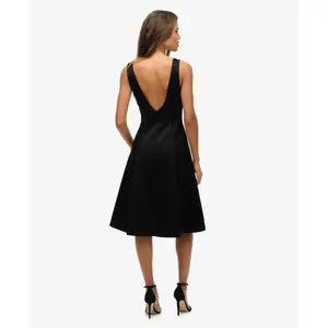 Midiklänning i satin med V-ringning för kvinnor Superdry image-4