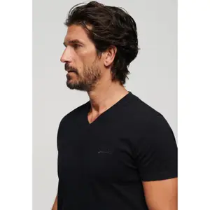 V-neck T-shirt with embroidered logo in organic cotton Superdry image-3