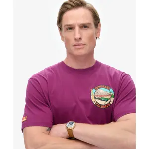 Printed chest T-shirt Superdry Travel Postcard image-4