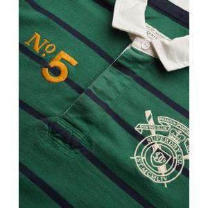 Polo a maniche lunghe doppio emblema a righe Superdry Rugby image-1
