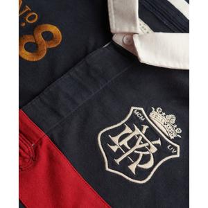 Polo a maniche lunghe doppio emblema a righe Superdry Rugby image-1