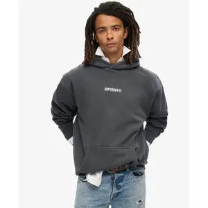 Oversized hoodie with pattern and micro logo Superdry image-2