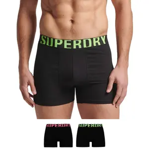 Boxer coton biologique logique Superdry Dual Logo (x2) image-0