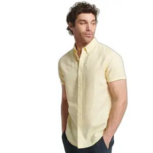 Chemise manches courtes en lin et coton bio Superdry Studios image-0