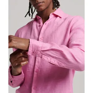 Camisa casual de manga comprida em linho Superdry image-4