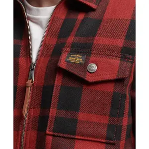 Kariertes Überhemd mit Reißverschluss aus Wolle und Wollhautfutter Superdry image-3