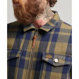 Überhemd mit Reißverschluss aus karierter Wolle und Innenfutter aus Wollfell Superdry image-3