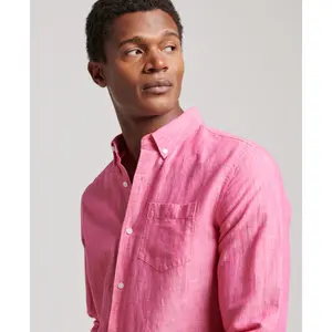 Camisa com botões em linho orgânico e algodão Superdry Studios image-4