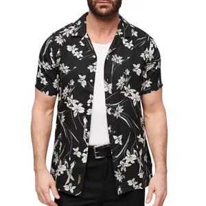 Linne skjorta med öppen krage och mönster Superdry image-1