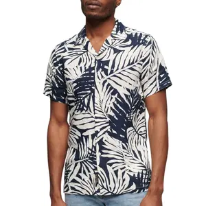 Printed linen open-collar shirt Superdry image-1