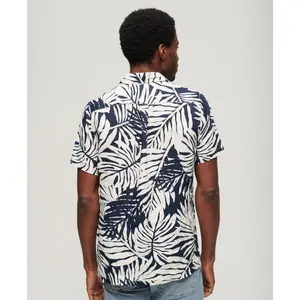 Printed linen open-collar shirt Superdry image-4