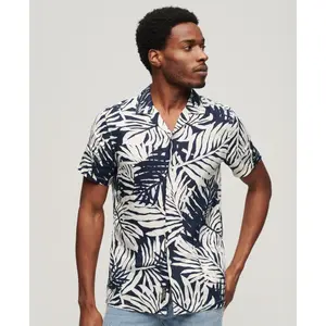Printed linen open-collar shirt Superdry image-3
