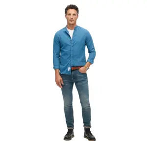 Chemise à col tunisien indigo Superdry The Merchant Store image-1