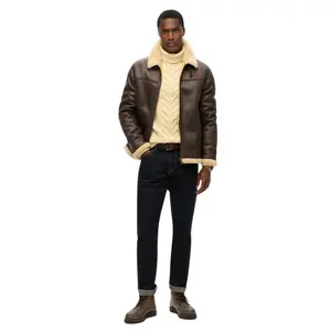 Synthetic sheepskin aviator jacket Superdry image-3