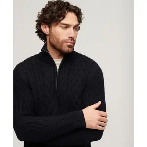 Pull demi zip en tricot Superdry Jacob Cable image-4